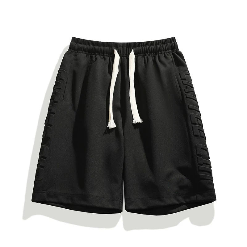 Custom 3D Embossed Logo Mens Shorts Mid Waist Elastic Closure Polyester/Cotton Material with Printed Pattern Decoration
