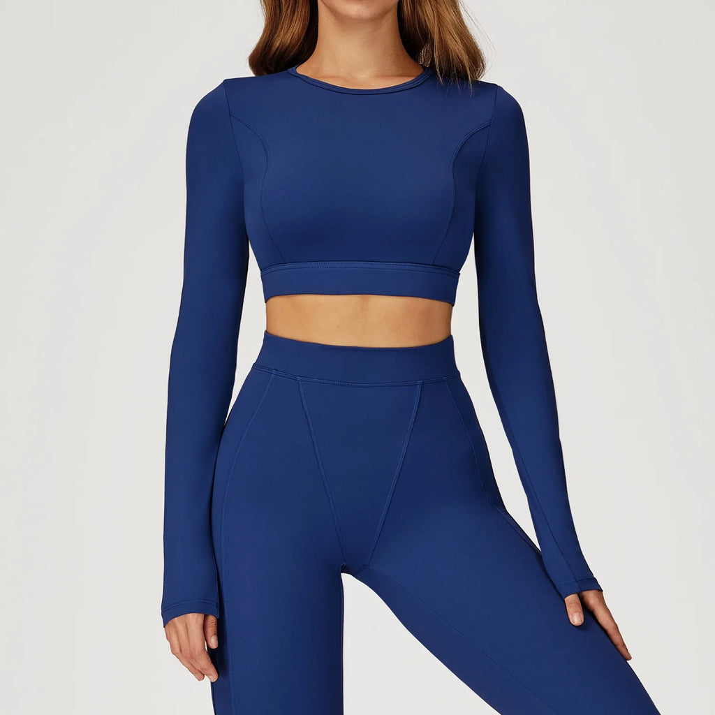 Custom Naked Feel Yoga Top Long Sleeve, Slim-Fit round Neck Workout Shirt Supportive Running Top for Gym Fitness Training