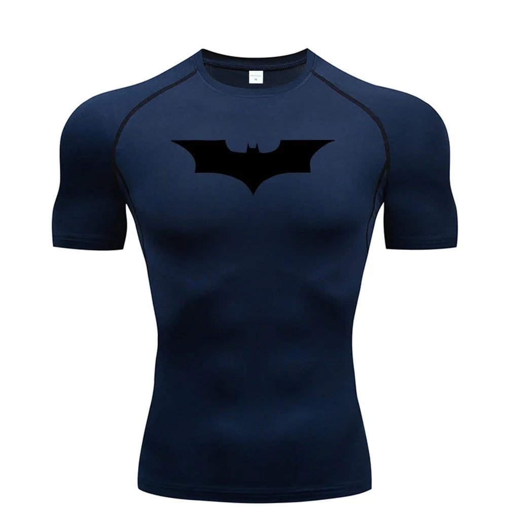 Elevate Your Workout with the GJZ-1024188 Men's Bat-Printed Compression T-Shirt - Perfect for Summer Gym and Casual Wear!