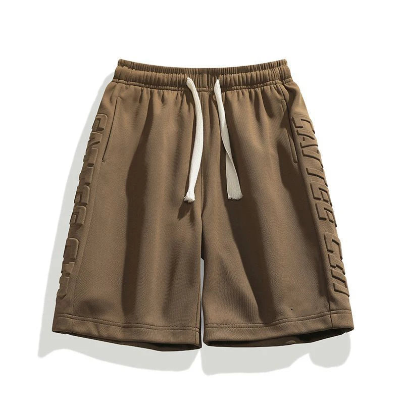 Custom 3D Embossed Logo Mens Shorts Mid Waist Elastic Closure Polyester/Cotton Material with Printed Pattern Decoration