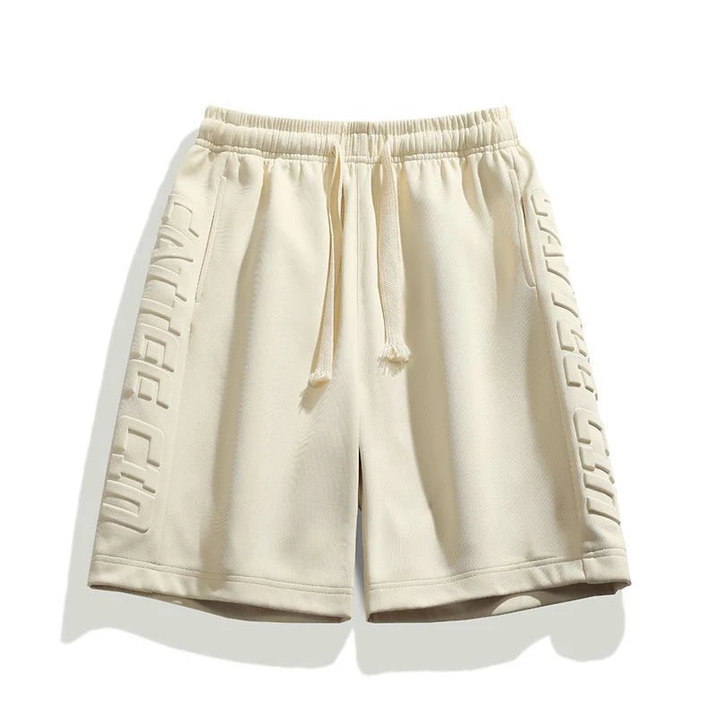Custom 3D Embossed Logo Mens Shorts Mid Waist Elastic Closure Polyester/Cotton Material with Printed Pattern Decoration