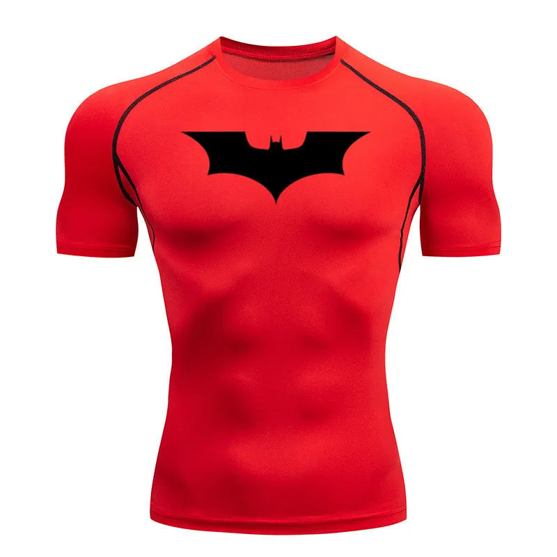 Elevate Your Workout with the GJZ-1024188 Men's Bat-Printed Compression T-Shirt - Perfect for Summer Gym and Casual Wear!