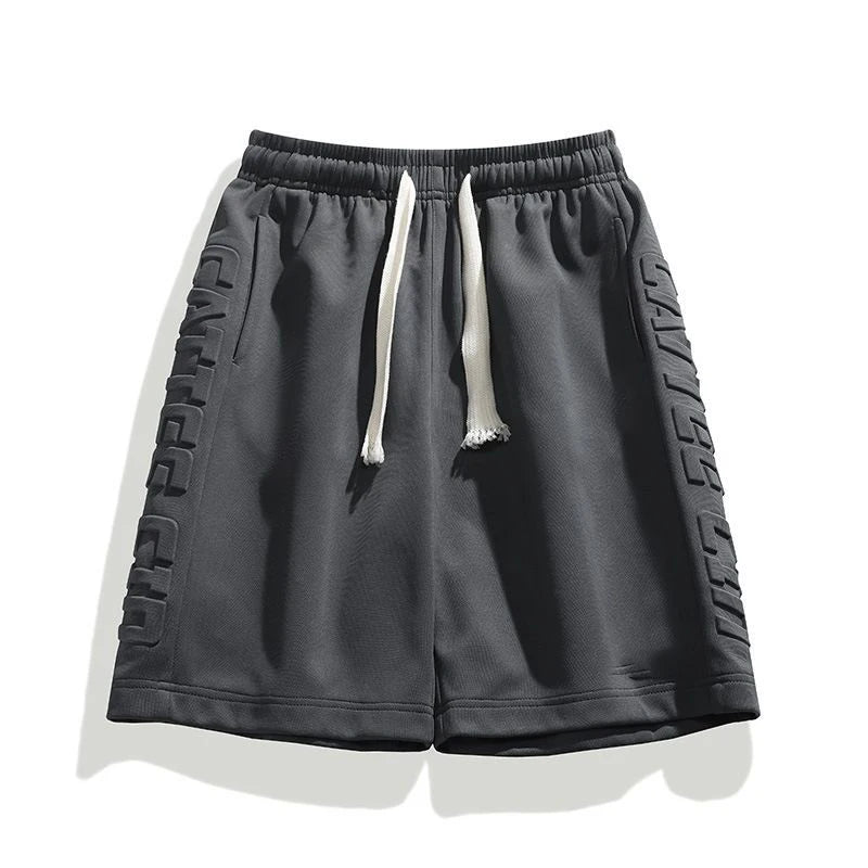 Custom 3D Embossed Logo Mens Shorts Mid Waist Elastic Closure Polyester/Cotton Material with Printed Pattern Decoration