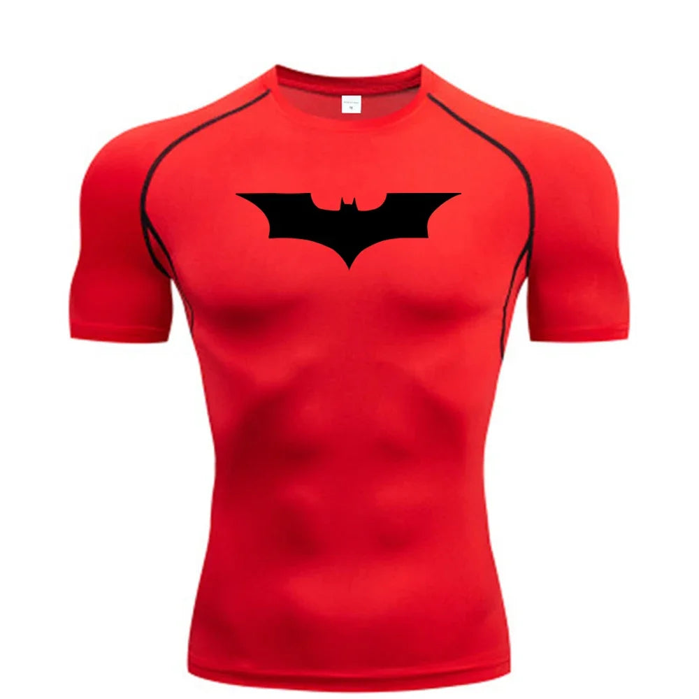 Elevate Your Workout with the GJZ-1024188 Men's Bat-Printed Compression T-Shirt - Perfect for Summer Gym and Casual Wear!