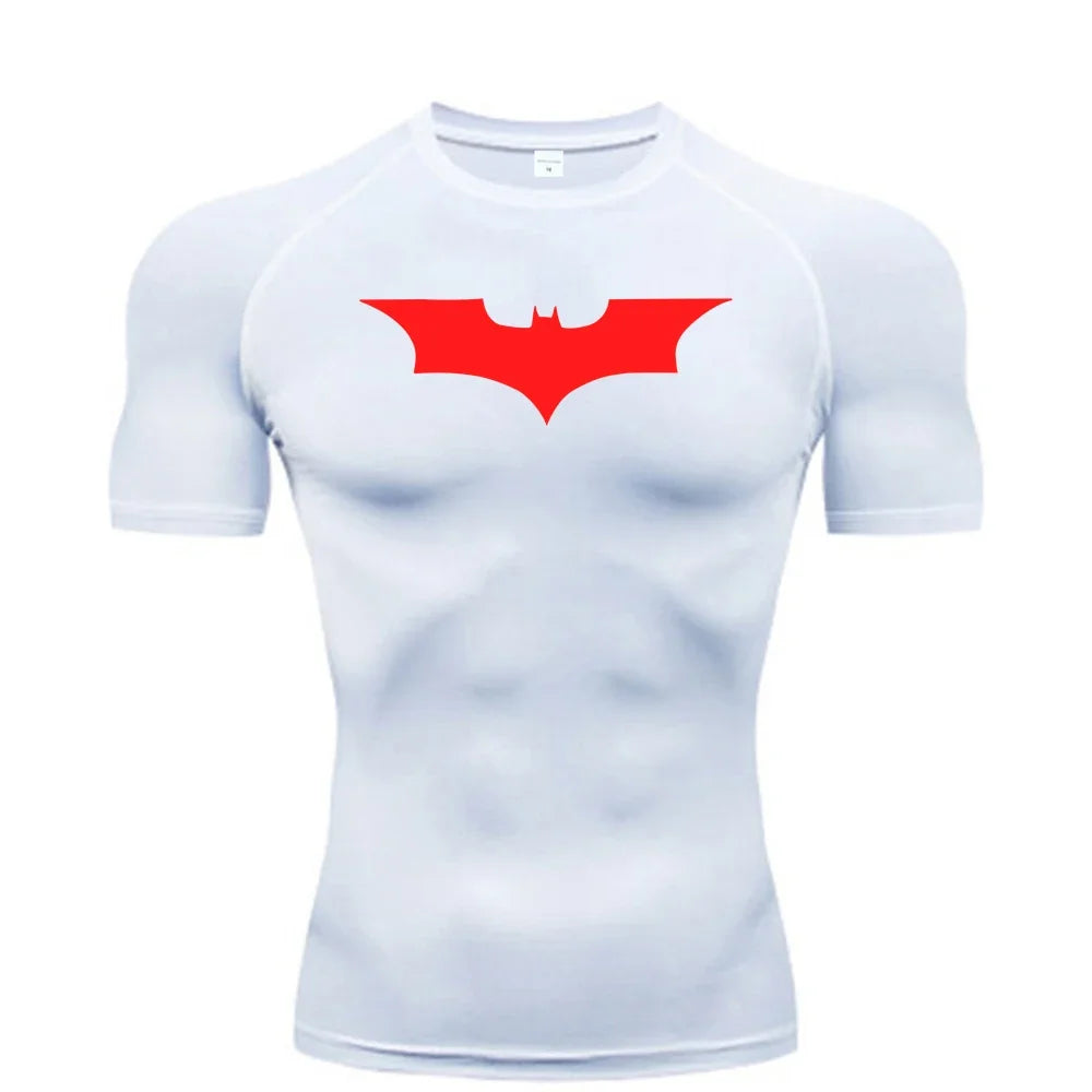 Elevate Your Workout with the GJZ-1024188 Men's Bat-Printed Compression T-Shirt - Perfect for Summer Gym and Casual Wear!