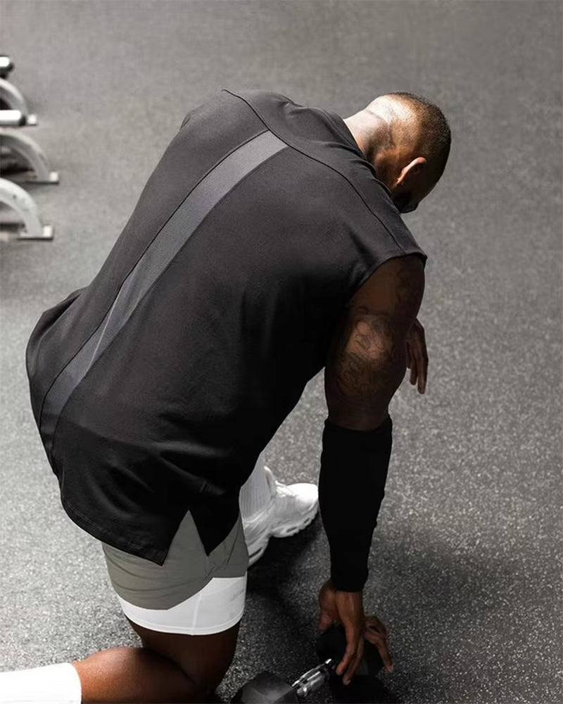 Mens Muscle Tank Top Sleeveless Cotton Gym Vests Men Basketball Running Training Fitness Sport Shirt