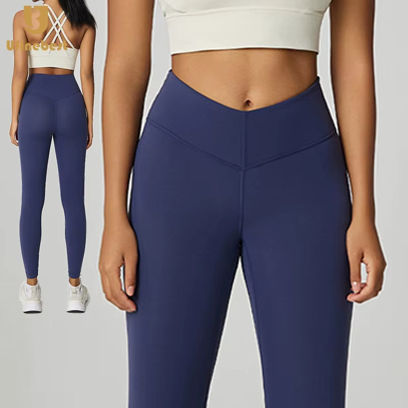 V Waistband Workout Gym Fitness Pants Tummy Hidden Back Pocket Sports Butt Lift High Waist Yoga Leggings for Women