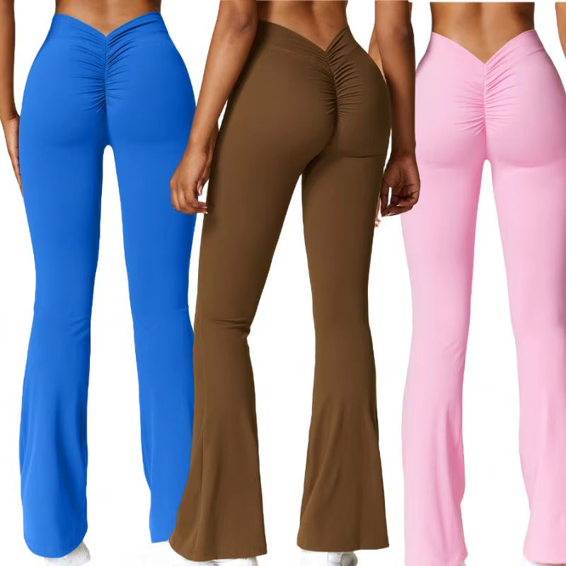 Women'S Custom Logo Lightweight Gym Workout Pants Recyclable Solid Pattern Wide Leg Yoga Leggings