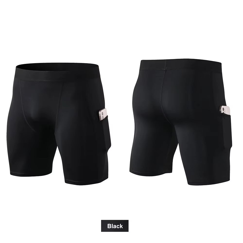 Custom Athletic Booty Compression Jogger Workout Sports Cycling Running Men Boxer Sweat Gym Biker Shorts with Pocket