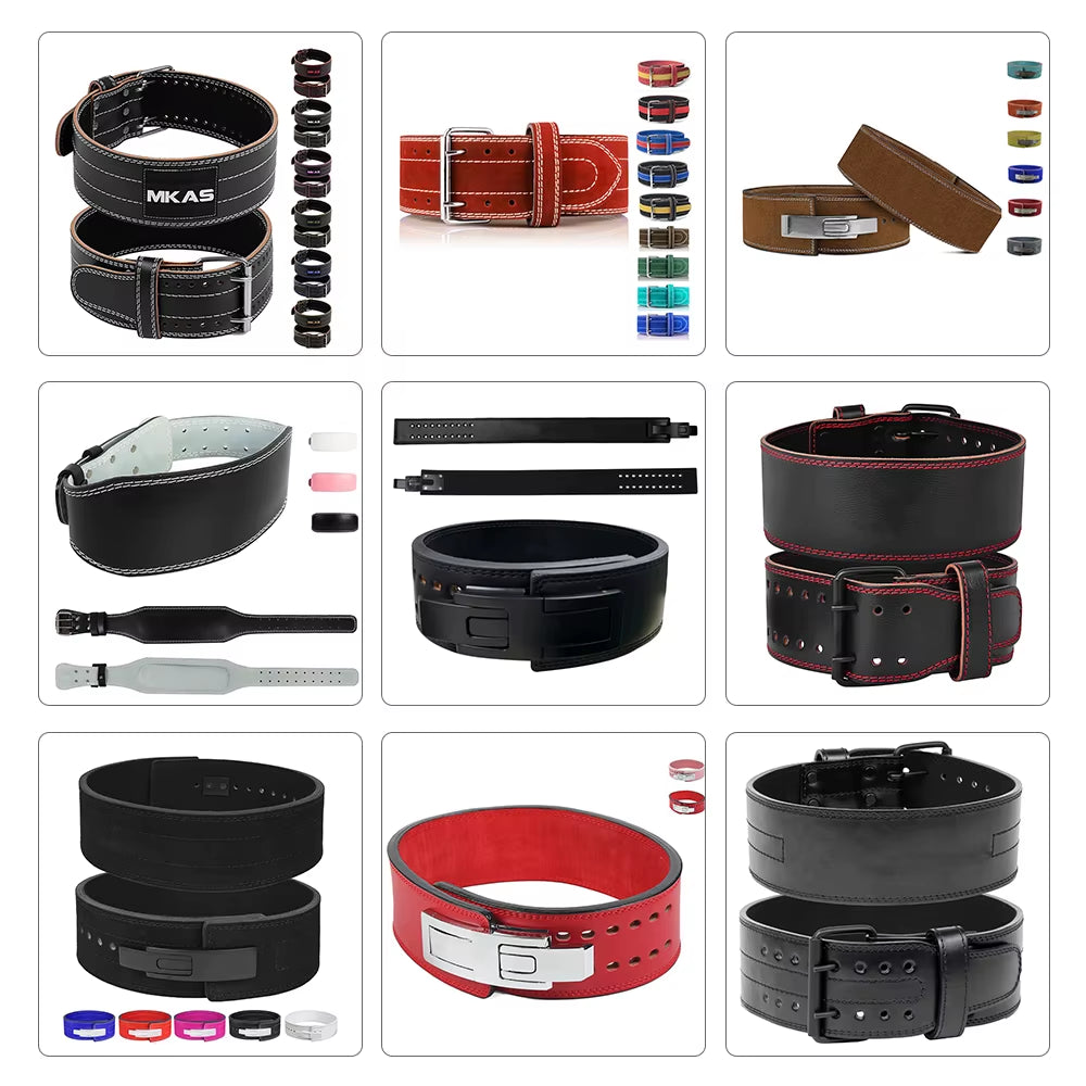 MKAS Custom Logo Gym Adjustable Leather Custom Wholesale Sequin Training Weight Power Lifting Belt Weightlifting Belt