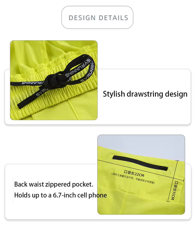 2025 Cool Feeling Elastic Gym Fitness Waist Hem Men Running Shorts Athletic Gym Wear Shorts with Back Zipper Pocket