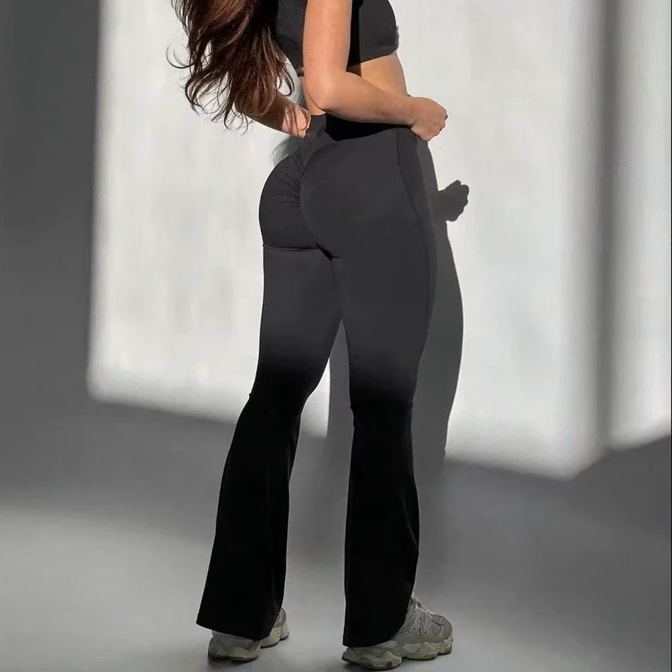 Women's High-Waist Scrunch Butt Flare Pants 