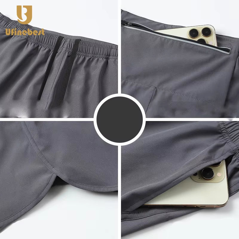 Men'S Casual Summer Sports Shorts Quick-Drying Breathable Elastic Waist Polyester Canvas Outdoor Fitness Training XL