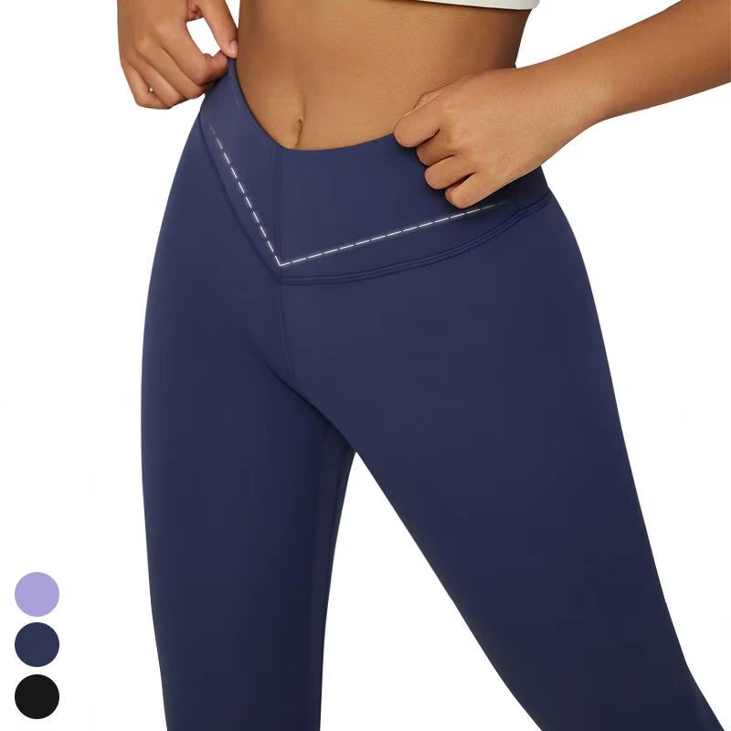 V Waistband Workout Gym Fitness Pants Tummy Hidden Back Pocket Sports Butt Lift High Waist Yoga Leggings for Women