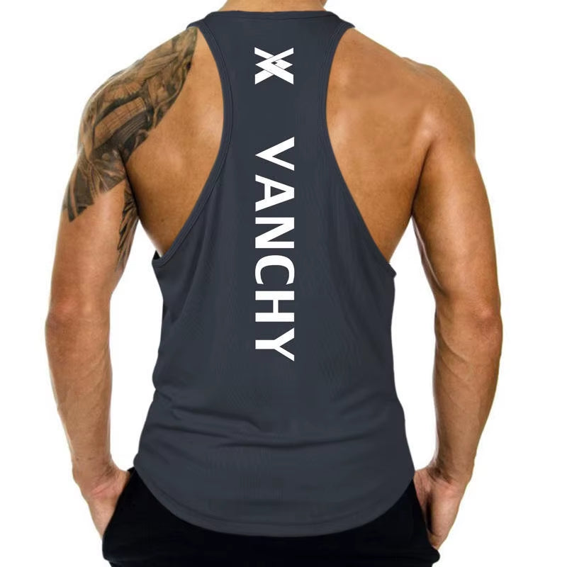 Men'S Running Training Muscle Tank Top European and American Waistcoat Sleeveless Top Quick Drying Tank Top