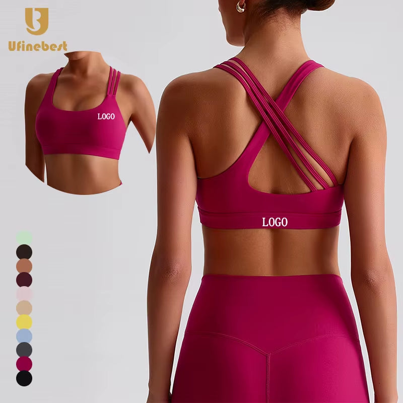 U Neck Yoga Sport Bra Gym Crop Top Sports Vest Top Quick-Drying Breathable Fitness Outdoor Running Yoga Bra