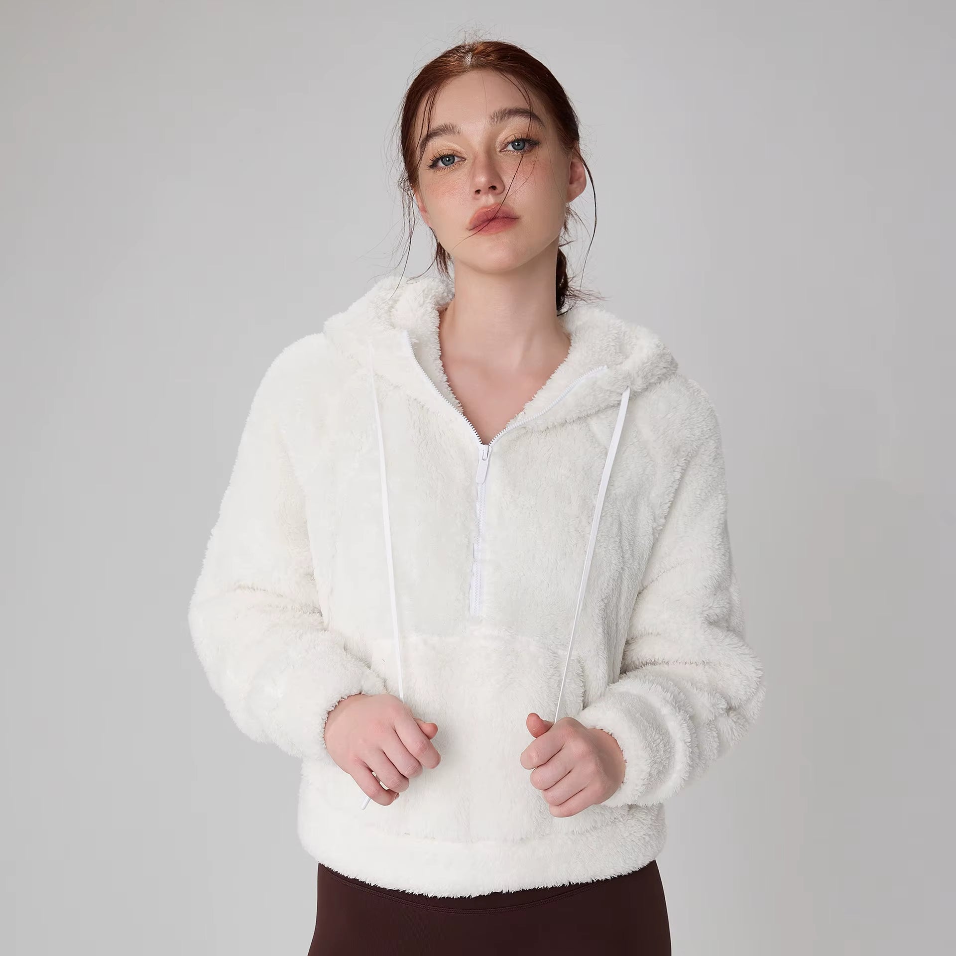 Winter New Women'S Clothes Zip up Hoodies Fleece Warm Jacket Casual Fall Winter Sweatshirts Drawstring Hoodies Teen Girls