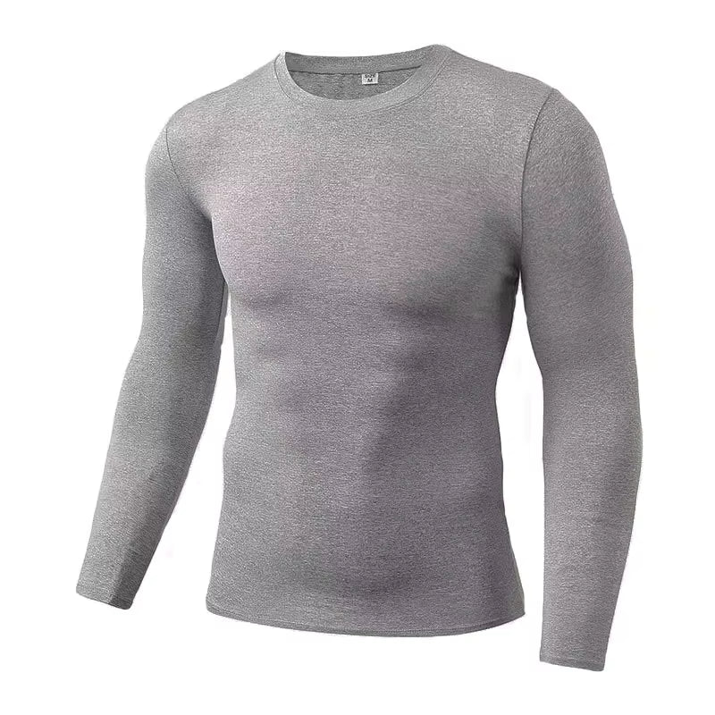 Wholesale Men'S Long Sleeve Fitness Thermal Gym Sport Compression T-Shirt Solid Pattern Sports Underwear for Weight Loss