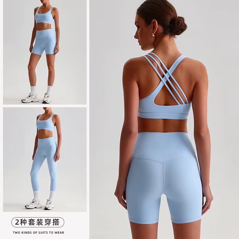 U Neck Yoga Sport Bra Gym Crop Top Sports Vest Top Quick-Drying Breathable Fitness Outdoor Running Yoga Bra