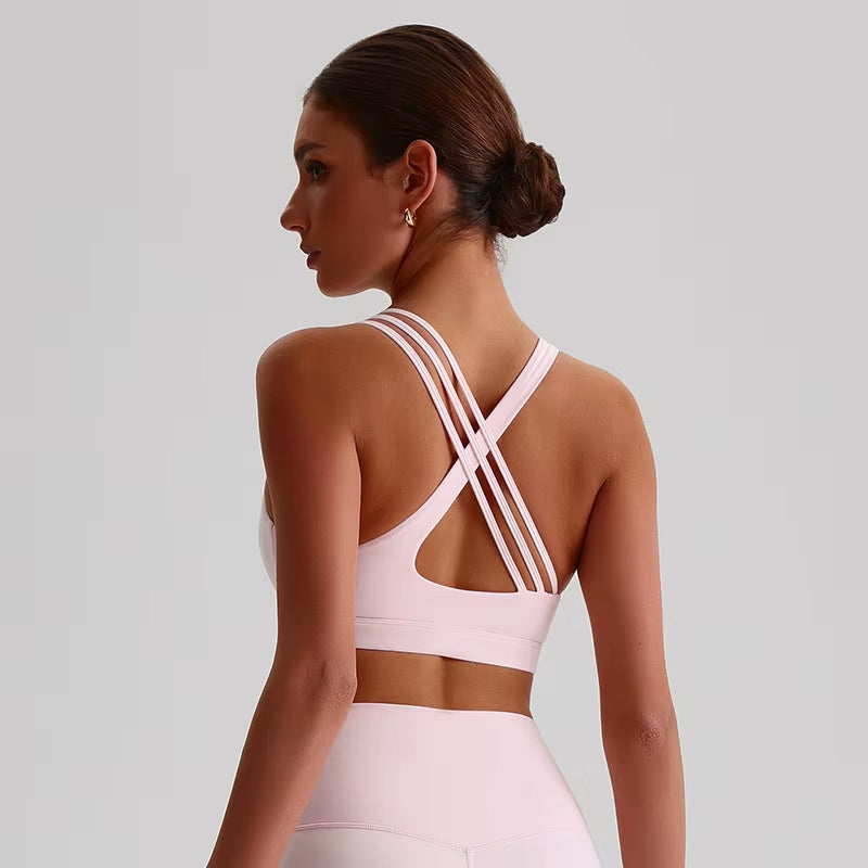 U Neck Yoga Sport Bra Gym Crop Top Sports Vest Top Quick-Drying Breathable Fitness Outdoor Running Yoga Bra